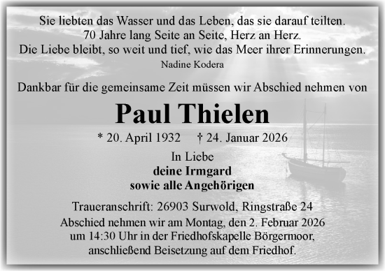 Traueranzeige von Paul Thielen von Neue Osnabrücker Zeitung GmbH & Co. KG