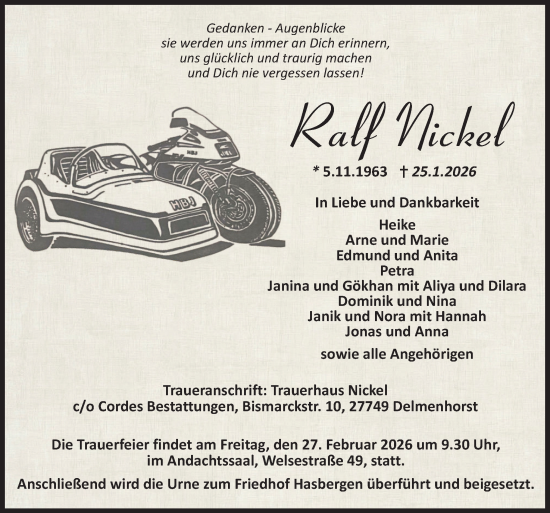 Traueranzeige von Ralf Nickel von DK Medien GmbH & Co. KG