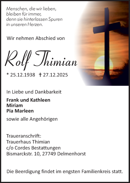 Traueranzeige von Rolf Thimian von DK Medien GmbH & Co. KG