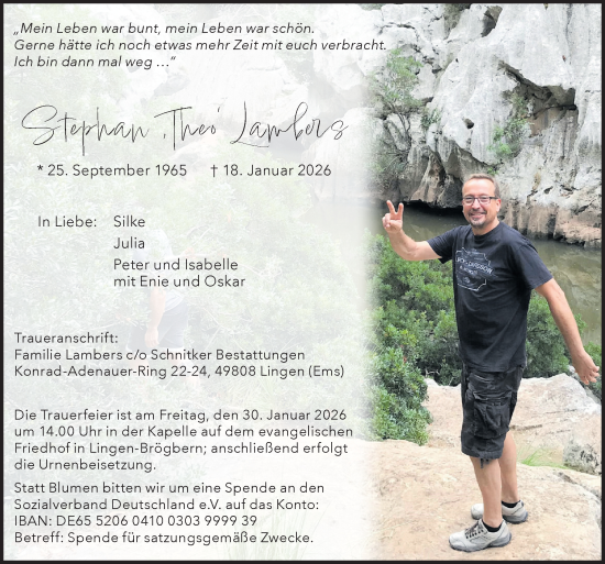 Traueranzeige von Stephan Lambers von Neue Osnabrücker Zeitung GmbH & Co. KG