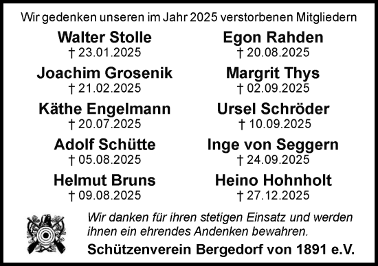 Traueranzeige von Sterbetafel vom 08.01.2026 von DK Medien GmbH & Co. KG