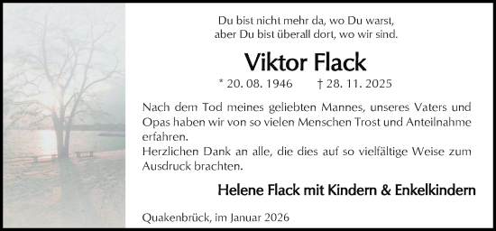 Traueranzeige von Viktor Flack von Neue Osnabrücker Zeitung GmbH & Co. KG