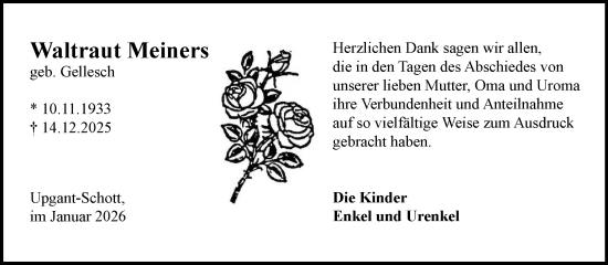 Traueranzeige von Waltraut Meiners von Ostfriesischer Kurier GmbH