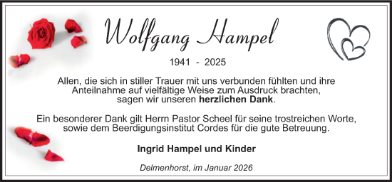 Traueranzeige von Wolfgang Hampel von DK Medien GmbH & Co. KG