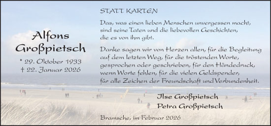 Traueranzeige von Alfons Großpietsch von Neue Osnabrücker Zeitung GmbH & Co. KG