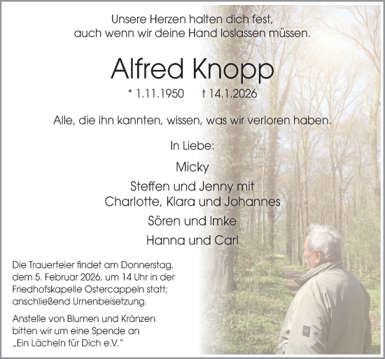Traueranzeige von Alfred Knopp von Neue Osnabrücker Zeitung GmbH & Co. KG