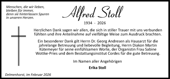 Traueranzeige von Alfred Stoll von DK Medien GmbH & Co. KG