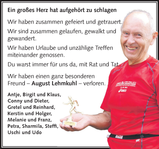Traueranzeige von August Lehmkuhl von Neue Osnabrücker Zeitung GmbH & Co. KG
