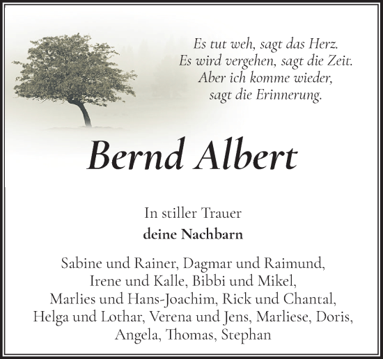 Traueranzeige von Bernd Albert von DK Medien GmbH & Co. KG