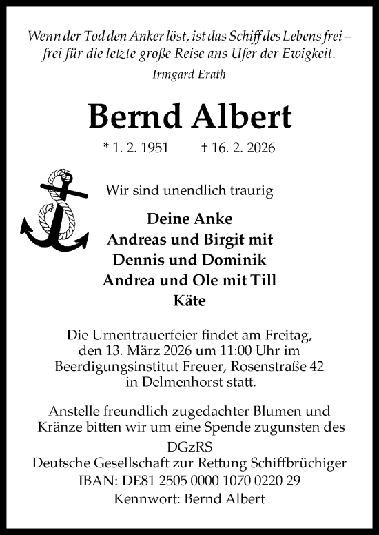 Traueranzeige von Bernd Albert von DK Medien GmbH & Co. KG