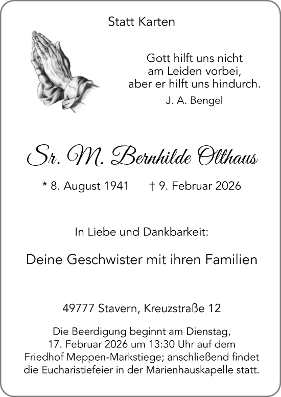 Traueranzeige von Bernhilde Olthaus von Neue Osnabrücker Zeitung GmbH & Co. KG