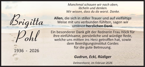 Traueranzeige von Brigitta Pohl von DK Medien GmbH & Co. KG