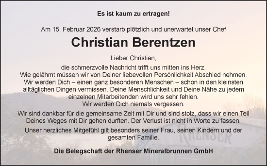 Traueranzeige von Christian Berentzen von Neue Osnabrücker Zeitung GmbH & Co. KG