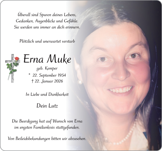 Traueranzeige von Erna Muke von Neue Osnabrücker Zeitung GmbH & Co. KG