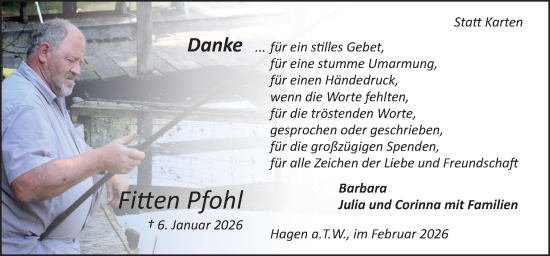 Traueranzeige von Fitten Pfohl von Neue Osnabrücker Zeitung GmbH & Co. KG