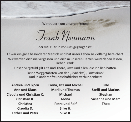 Traueranzeige von Frank Neumann von DK Medien GmbH & Co. KG