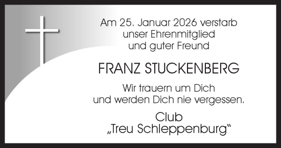 Traueranzeige von Franz Stuckenberg von Neue Osnabrücker Zeitung GmbH & Co. KG