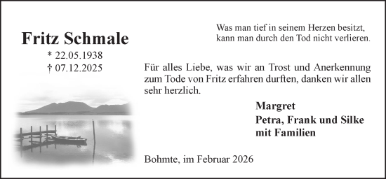 Traueranzeige von Fritz Schmale von Neue Osnabrücker Zeitung GmbH & Co. KG