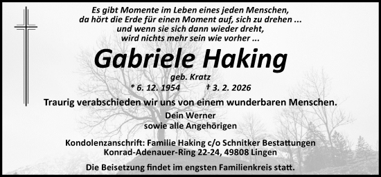 Traueranzeige von Gabriele Haking von Neue Osnabrücker Zeitung GmbH & Co. KG