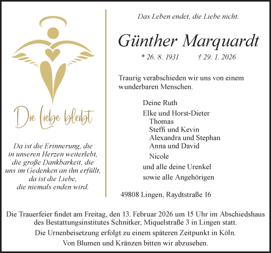 Traueranzeige von Günther Marquardt von Neue Osnabrücker Zeitung GmbH & Co. KG