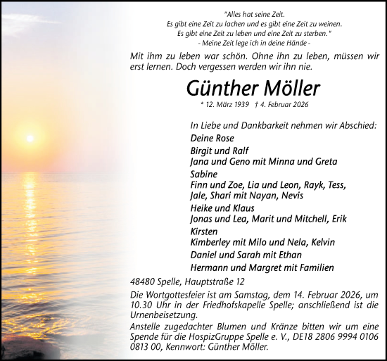 Traueranzeige von Günther Möller von Neue Osnabrücker Zeitung GmbH & Co. KG