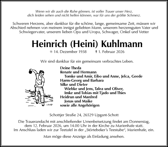 Traueranzeige von Heinrich Kuhlmann von Ostfriesischer Kurier GmbH