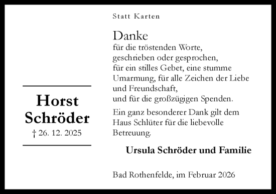 Traueranzeige von Horst Schröder von Neue Osnabrücker Zeitung GmbH & Co. KG