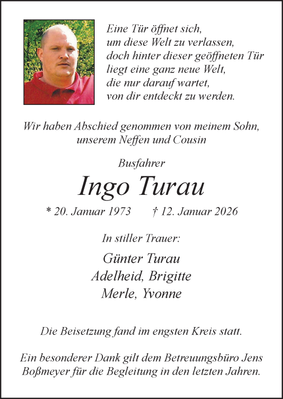 Traueranzeige von Ingo Turau von Neue Osnabrücker Zeitung GmbH & Co. KG