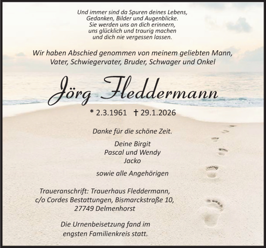 Traueranzeige von Jörg Fleddermann von DK Medien GmbH & Co. KG