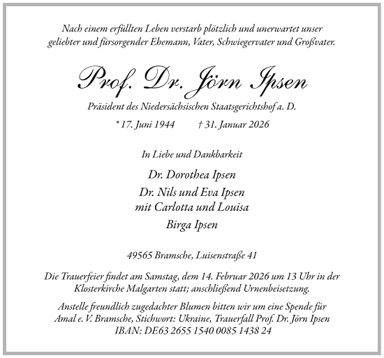 Traueranzeige von Jörn Ipsen von Neue Osnabrücker Zeitung GmbH & Co. KG
