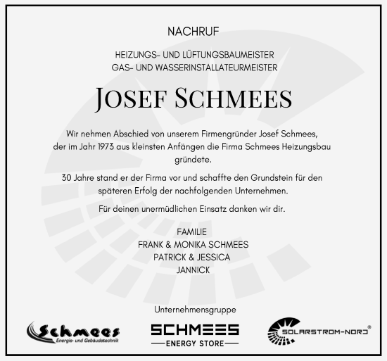 Traueranzeige von Josef Schmees von Neue Osnabrücker Zeitung GmbH & Co. KG