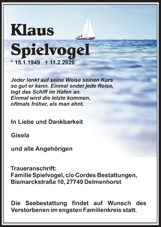 Traueranzeige von Klaus Spielvogel von DK Medien GmbH & Co. KG
