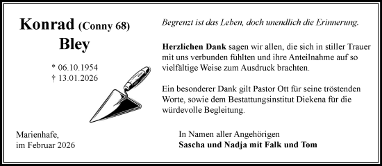 Traueranzeige von Konrad Bley von Ostfriesischer Kurier GmbH