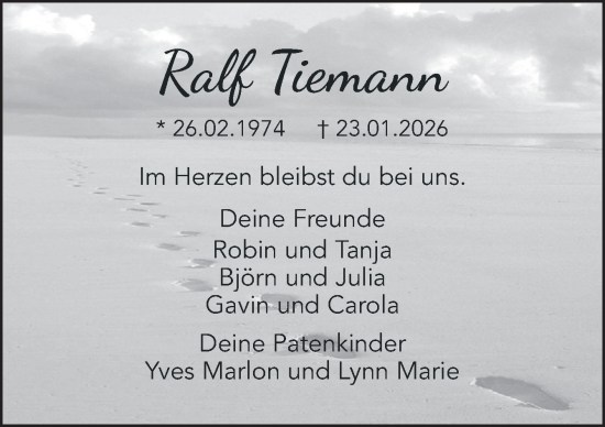 Traueranzeige von Ralf Tiemann von Neue Osnabrücker Zeitung GmbH & Co. KG