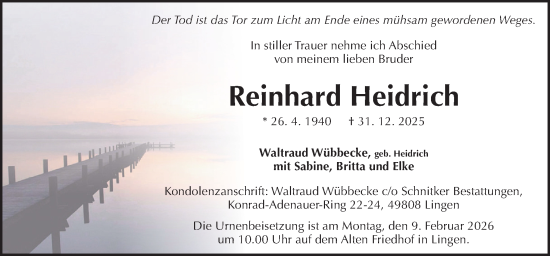 Traueranzeige von Reinhard Heidrich von Neue Osnabrücker Zeitung GmbH & Co. KG