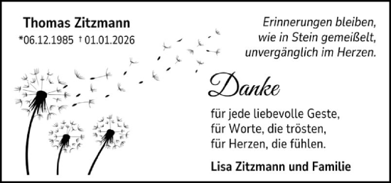 Traueranzeige von Thomas Zitzmann von Neue Osnabrücker Zeitung GmbH & Co. KG