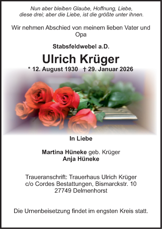 Traueranzeige von Ulrich Krüger von DK Medien GmbH & Co. KG