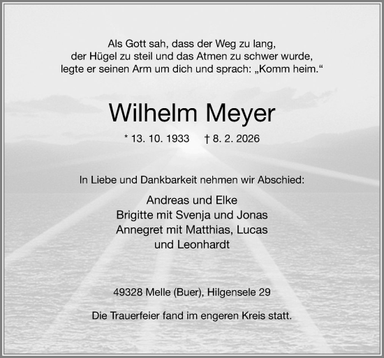 Traueranzeige von Wilhelm Meyer von Neue Osnabrücker Zeitung GmbH & Co. KG