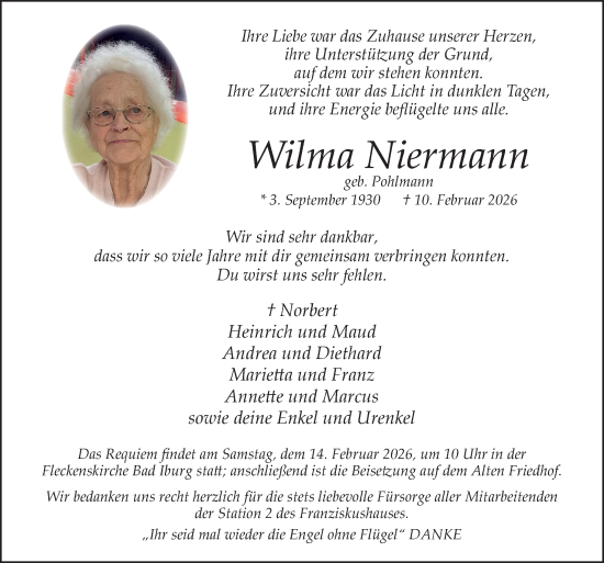 Traueranzeige von Wilma Niermann von Neue Osnabrücker Zeitung GmbH & Co. KG