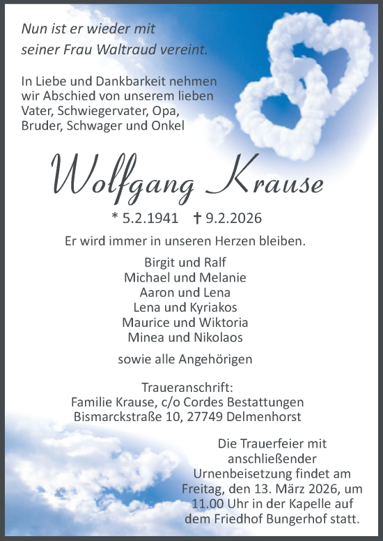 Traueranzeige von Wolfgang Krause von DK Medien GmbH & Co. KG