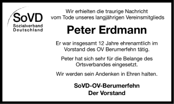 Traueranzeige von Peter Erdmann von Ostfriesischer Kurier GmbH