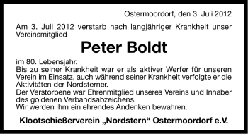 Traueranzeige von Peter Boldt von Ostfriesischer Kurier GmbH