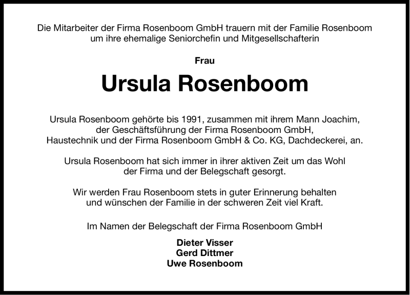  Traueranzeige für Ursula Rosenboom vom 12.07.2012 aus Ostfriesischer Kurier GmbH
