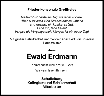 Traueranzeige von Ewald Erdmann von Ostfriesischer Kurier GmbH