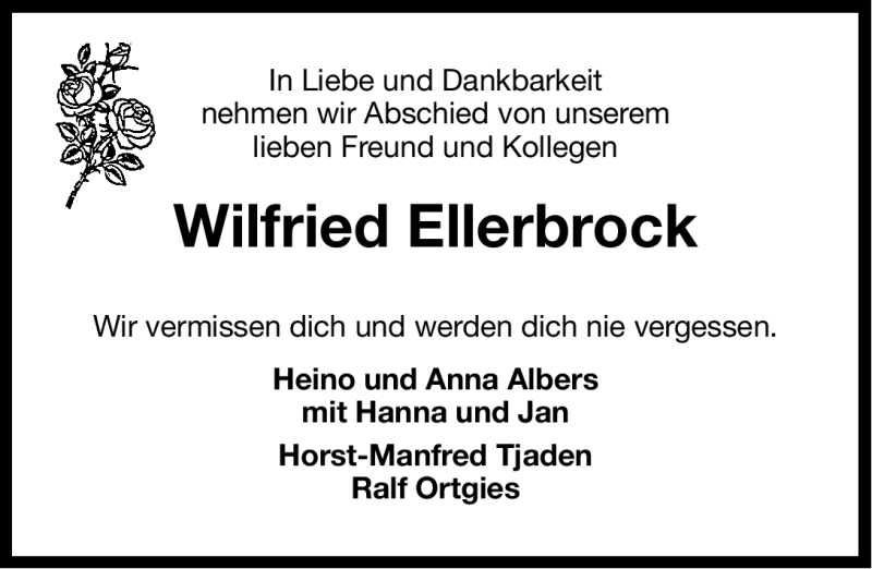  Traueranzeige für Wilfried Ellerbrock vom 23.07.2012 aus Ostfriesischer Kurier GmbH