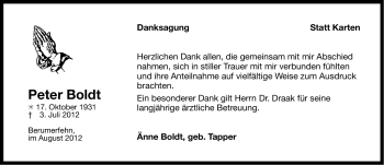 Traueranzeige von Peter Boldt von Ostfriesischer Kurier GmbH