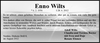 Traueranzeige von Enno Wilts von Ostfriesischer Kurier GmbH