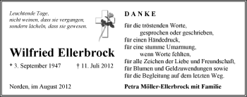 Traueranzeige von Wilfried Ellerbrock von Ostfriesischer Kurier GmbH