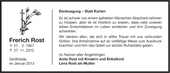 Traueranzeige von Frerich Rost von Ostfriesischer Kurier GmbH