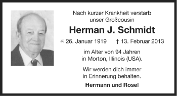 Traueranzeige von Herman J. Schmidt von Ostfriesischer Kurier GmbH